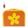 Kinderkoffer (mit Borde) orange mit Blume 45 cm inkl. 1 Reflektorbärchen