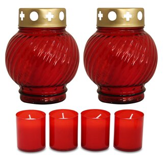 2er Pack Glasgrablampen rot inkl. 4er Pack Ersatzbrenner Nr. 2