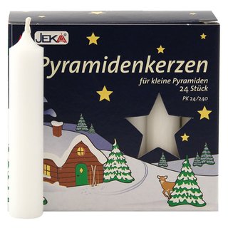 3er Pack Pyramidenkerzen klein, weiß ca. 14 x 74 mm (3 x 24 Stück)