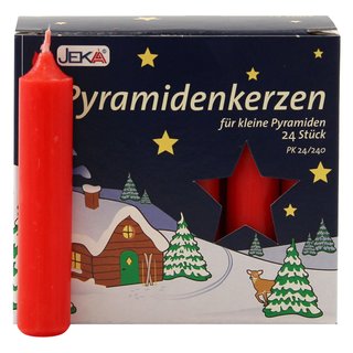 3er Pack Pyramidenkerzen klein, rot ca. 14 x 74 mm (3 x 24 Stück)