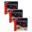 3er Pack Pyramidenkerzen klein, rot ca. 14 x 74 mm (3 x...