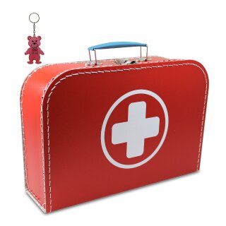 Arztkoffer rot mit weißem Kreuz 40 cm inkl. 1 Reflektorbärchen