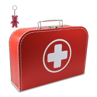 Arztkoffer rot mit weißem Kreuz 45 cm inkl. 1 Reflektorbärchen