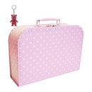 Kinderkoffer rosa mit weißen Punkten 30 cm inkl. 1...