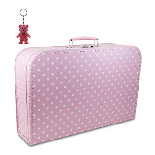 Kinderkoffer rosa mit weißen Punkten 40 cm inkl. 1 Reflektorbärchen