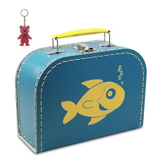 Kinderkoffer petrolblau mit Fisch 16 cm inkl. 1 Reflektorbärchen