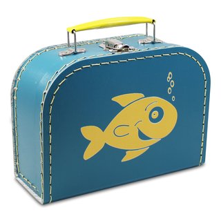 Kinderkoffer petrolblau mit Fisch 16 cm inkl. 1 Reflektorbärchen