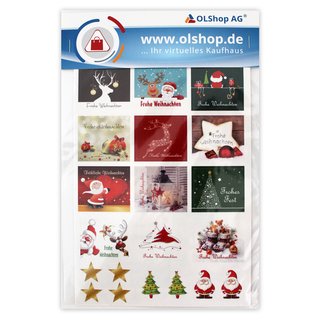 100 Weihnachtsaufkleber XMAS mit verschiedenen Motiven 40 x 35 mm