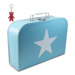 Kinderkoffer hellblau mit Stern 30 cm inkl. 1 Reflektorbärchen