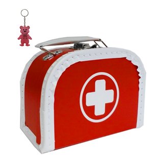 Arztkoffer (mit Borde) rot mit weißem Kreuz 20 cm inkl. 1 Reflektorbärchen