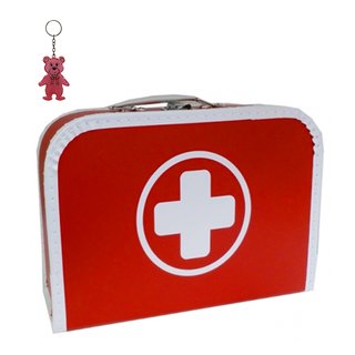 Arztkoffer (mit Borde) rot mit weißem Kreuz 25 cm inkl. 1 Reflektorbärchen