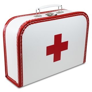 Arztkoffer (mit Borde) weiß mit rotem Kreuz 30 cm inkl. 1 Reflektorbärchen