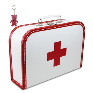 Arztkoffer (mit Borde) weiß mit rotem Kreuz 35 cm inkl. 1 Reflektorbärchen