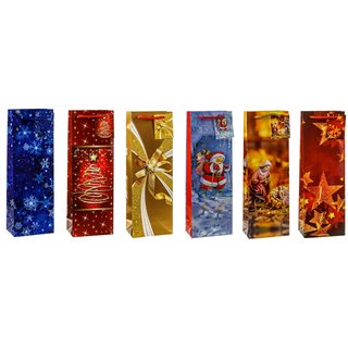 TSI 12er Pack Geschenktüten für Flaschen Weihnachten