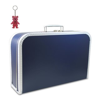 Kinderkoffer (mit Borde weiß) dunkelblau 40 cm inkl. 1 Reflektorbärchen