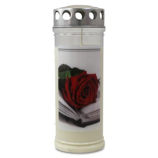 12 Gedenkkerzen "Rose/Buch" ca. 75 x 210 mm