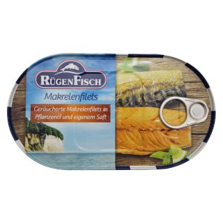 2er Pack Rügen Fisch Makrelen Filets geräuchert in Pflanzenöl (2 x 200 g)
