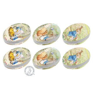 6er Set Bilderostereier Eier zum Befüllen "Beatrix Potter - Peter´s Adventures" 9 cm