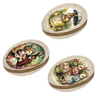 3er Set Bilderostereier Eier zum Befüllen "Familie Hase" 15 cm