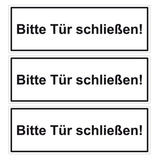 Türhinweisschild "Bitte Tür schließen!" 3er Pack Folie selbstklebend 297 x 100 mm