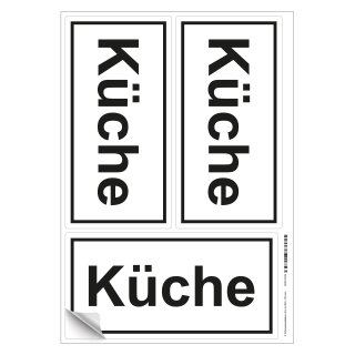 Türhinweisschild Küche 3er Pack Folie selbstklebend 200 x 100 mm