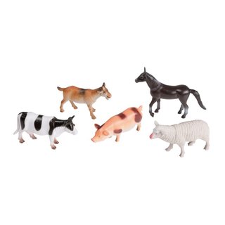 Spielzeugtiere Farmtiere klein, Kunststoff 5 Stück pro Beutel