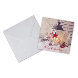 10er Pack Geschenkkarten mit Umschlag Frohe Weihnachten Laterne