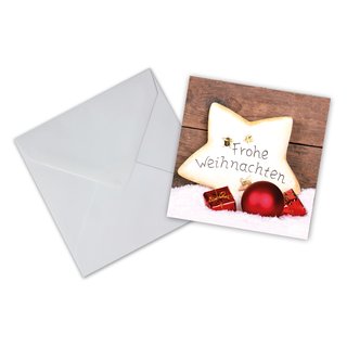5er Pack Geschenkkarten mit Umschlag Frohe Weihnachten Stern
