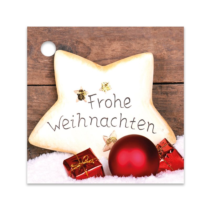 25er Pack Geschenkanhänger "Frohe Weihnachten" Stern ca. 55 x 55 mm,
