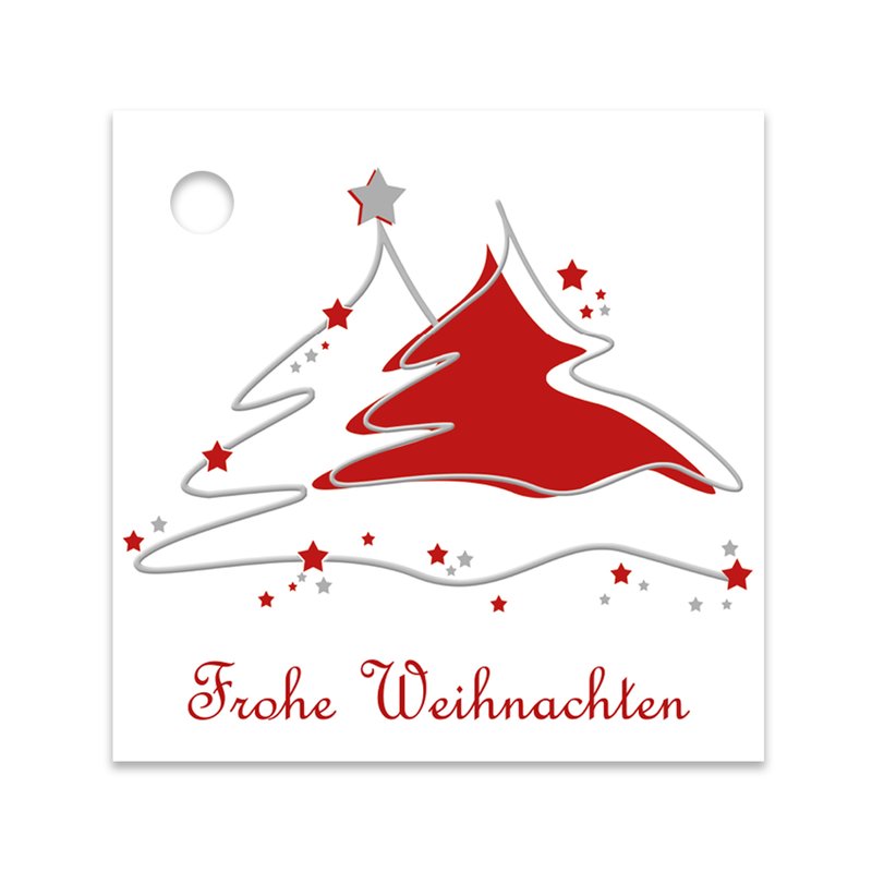 25er Pack Geschenkanhänger "Frohe Weihnachten" Tannenbaum ca. 55 x 55