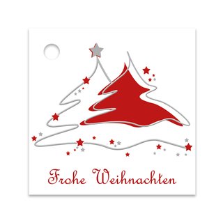 25er Pack Geschenkanhänger Frohe Weihnachten Tannenbaum ca. 55 x 55 mm