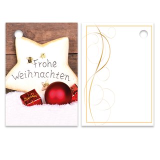 25er Pack Geschenkanhänger "Frohe Weihnachten" Stern ca. 52 x 74 mm