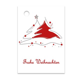 25er Pack Geschenkanhänger Frohe Weihnachten Tannenbaum ca. 52 x 74 mm