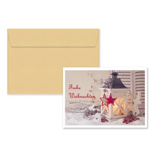 5er Pack Klappkarten mit Umschlag Weihnachtskarte Laterne