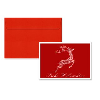 5er Pack Klappkarten mit Umschlag Weihnachtskarte "Rentier"