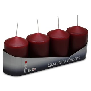 12er Pack Stumpenkerzen burgund, ca. 50 x 80 mm (12 x 4 Stück)