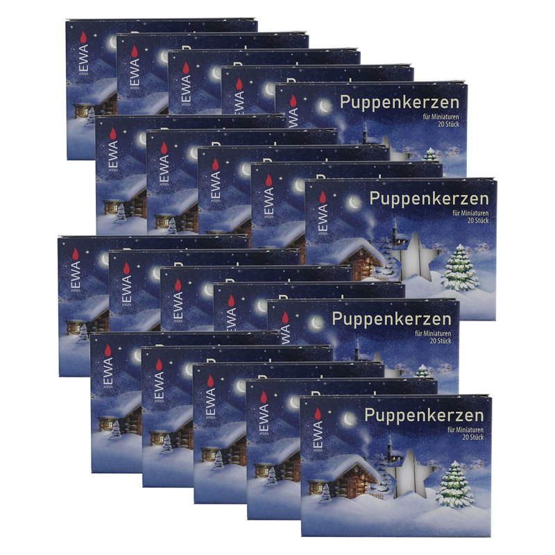 20er Pack Puppenkerzen weiß ca. 10 x 65 mm, 29,99 €
