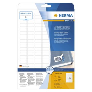 Herma 10001 Etiketten A4 weiß 25,4x10 mm Movables/ablösbar Papier matt 4725 St.