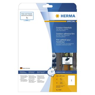 Herma 9500 Etiketten A4 Outdoor Klebefolie weiß 210x297 mm Folie matt 10 St.