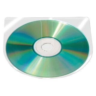 Q-Connect CD/DVD-Hüllen selbstklebend - ohne Lasche, transparent, Packung mit 100 Stück