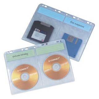 Q-Connect CD/DVD-Hüllen - Universallochung zur Ablage im Ordner/Ringbuch, transparent, Packung mit 10 Stück