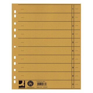 Q-Connect Trennblätter durchgefärbt - A4 Überbreite, gelb, 100 Stück