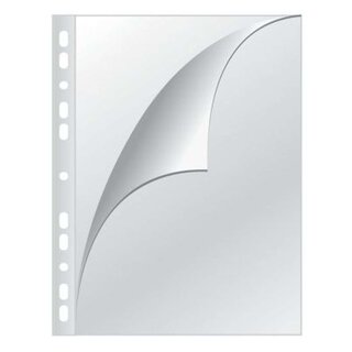 Q-Connect Prospekthüllen mit Lochrandverstärkung - oben und links offen, glasklar, 0,15 mm, A4, 100 Stück