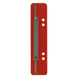 Q-Connect Heftstreifen Kunststoff, kurz - Deckleiste aus Metall, rot, 25 Stück