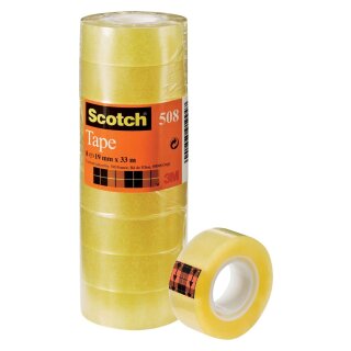 Scotch® Klebeband Transparent 508, PP, Bandgröße (L x B): 33 m x 19 mm, 8 Rollen