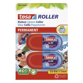 Tesa® 2x Mini Abroller Kleben ecoLogo - Einwegroller, permanent