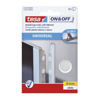 Tesa® On & Off Klettpunkte - Ø 16 mm, weiß, selbstklebend