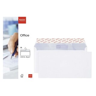 Elco Briefumschlag Office - C5/6DL, hochweiß, haftkelbend, m. ID, ohne Fenster, 80 g/qm, 25 Stück.