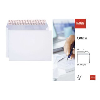 Elco Briefumschlag Office - B4, hochweiß, haftklebend, ohne Fenster, 80 g/qm, 10 Stück