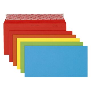 Elco Briefumschlag Color - DL, Kleinpackung 20 Stück, 5 Farben sortiert, haftklebend